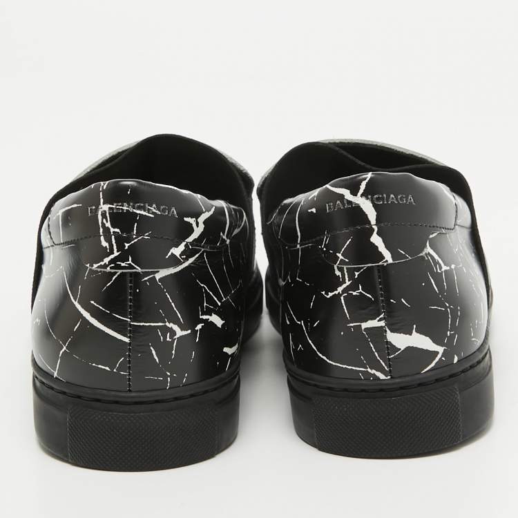 Pre Owned Balenciaga Black Leather Slip On Sneakers Size 40  