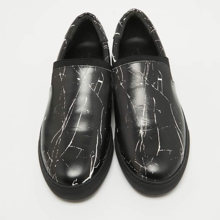 Pre Owned Balenciaga Black Leather Slip On Sneakers Size 40  
