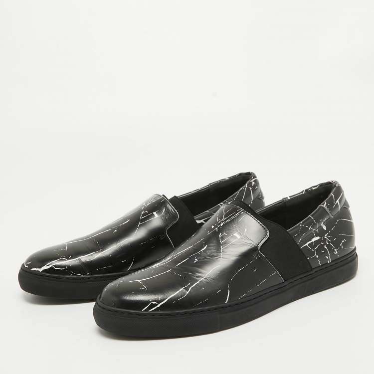 Pre Owned Balenciaga Black Leather Slip On Sneakers Size 40  