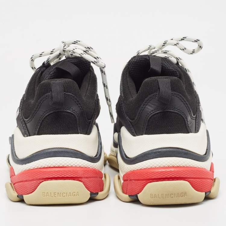Pre Owned Balenciaga Black Mesh and Leather Triple S Sneakers Size 37