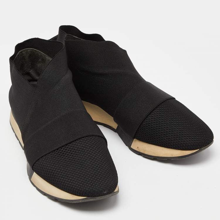 Pre Owned Balenciaga Black Mesh and Nylon Race Runner Sneakers Size 40