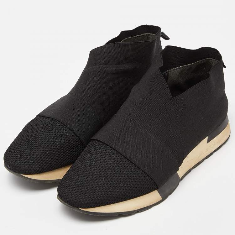 Pre Owned Balenciaga Black Mesh and Nylon Race Runner Sneakers Size 40