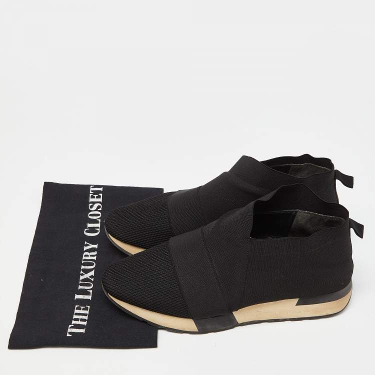 Pre Owned Balenciaga Black Mesh and Nylon Race Runner Sneakers Size 40