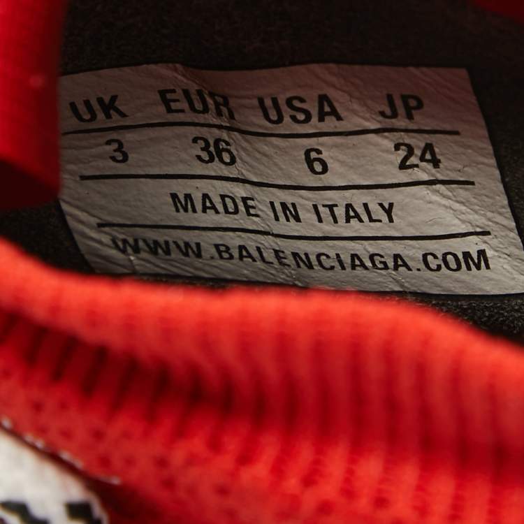 Pre Owned Balenciaga Red Knit Fabric Speed High Top Sneakers Size 36