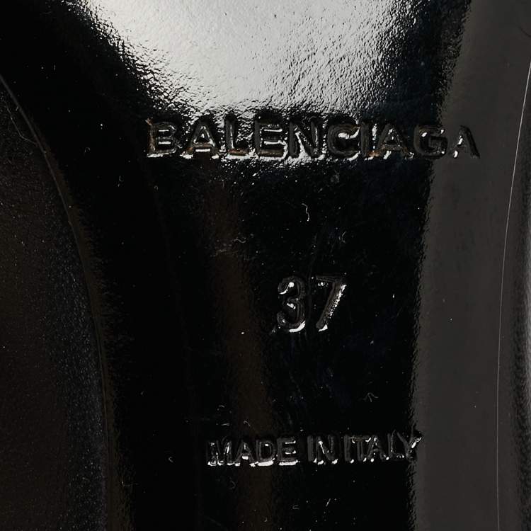 Pre Owned Balenciaga Black Leather V Neck Open Toe  Pumps Size 37