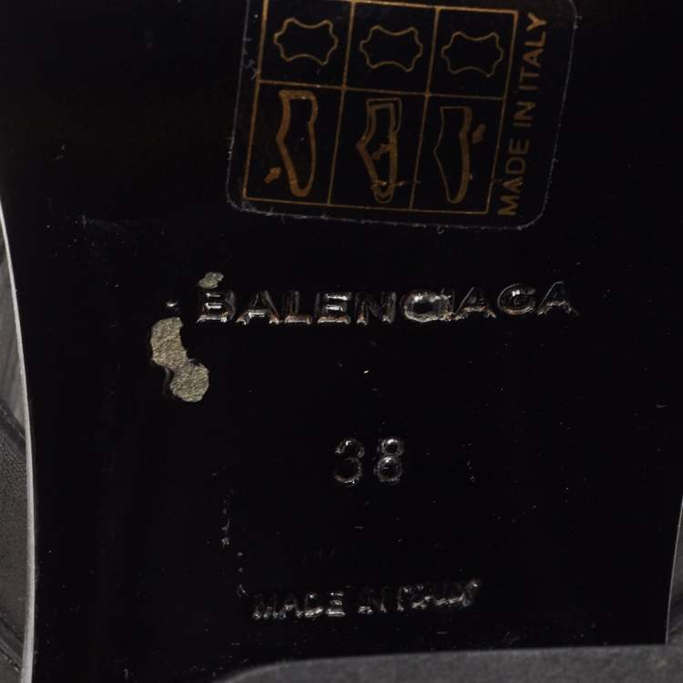 مملوكة مسبقًا Balenciaga Black Leather Block Heel Ankle Strap Sandals Size 38