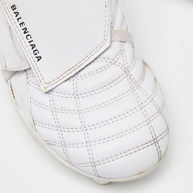 Pre Owned Balenciaga White Faux Leather Soccer Low Top Sneakers Size 35