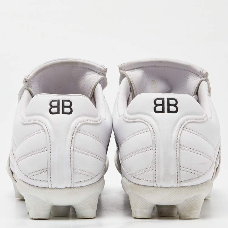 Pre Owned Balenciaga White Faux Leather Soccer Low Top Sneakers Size 35