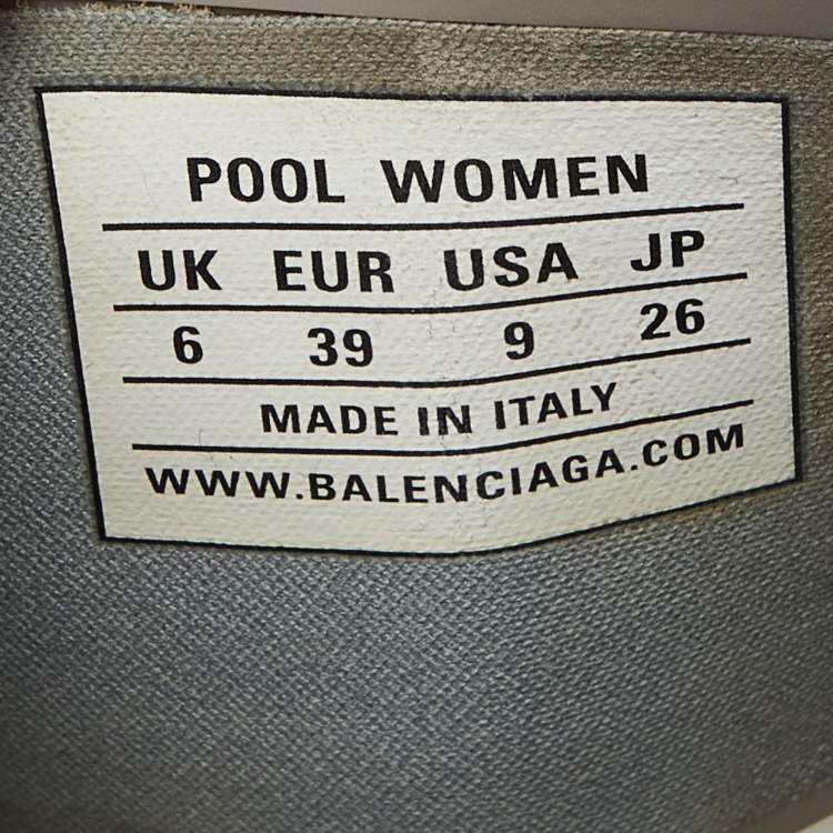 Pre Owned Balenciaga Grey Rubber BB Logo Flat Slides Size 39