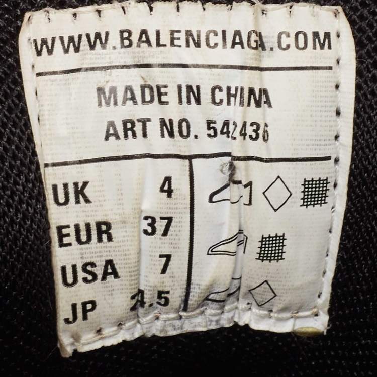 Pre Owned Balenciaga Black Faux Leather and Mesh Track Sneakers Size 37