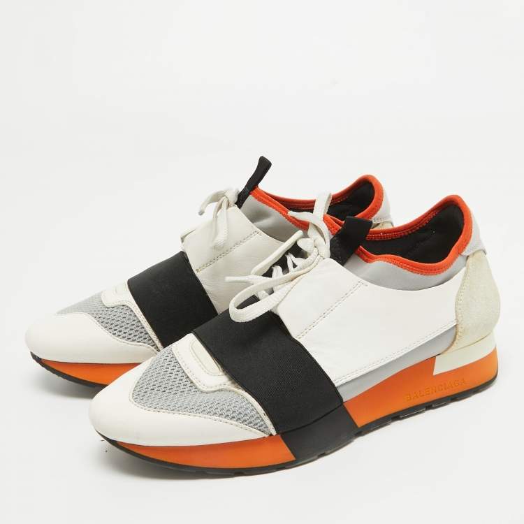 Pre Owned Balenciaga Tricolor Leather and Mesh Race Runner Sneakers Size 37