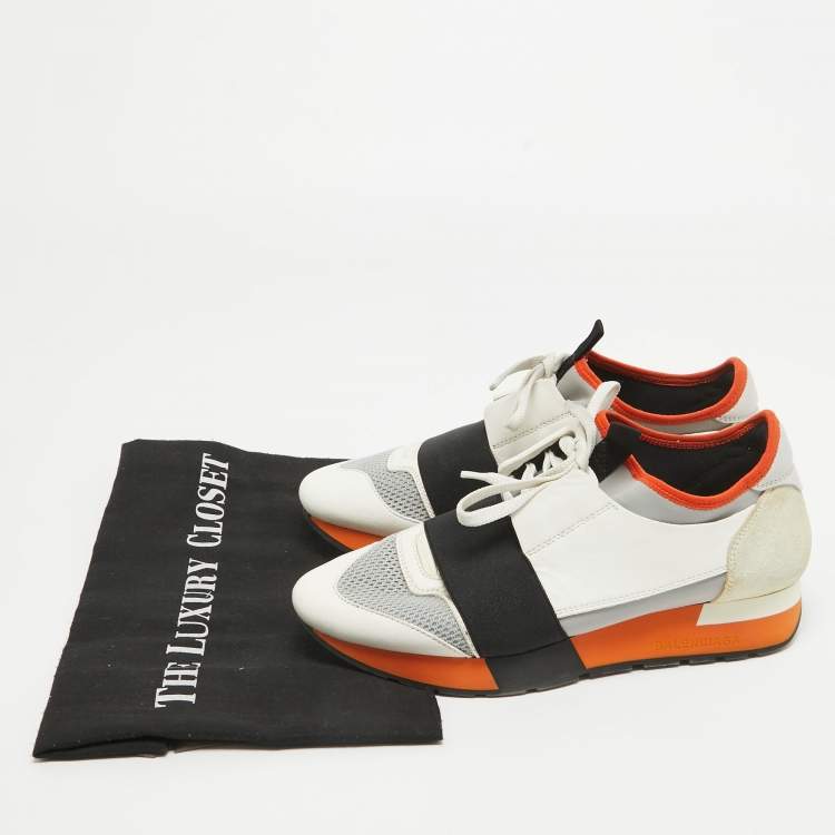 Pre Owned Balenciaga Tricolor Leather and Mesh Race Runner Sneakers Size 37