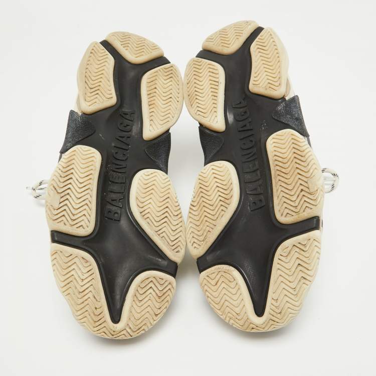 مملوكة مسبقًا Balenciaga White Mesh and Nubuck Leather Triple S Low Top Sneakers Size 41