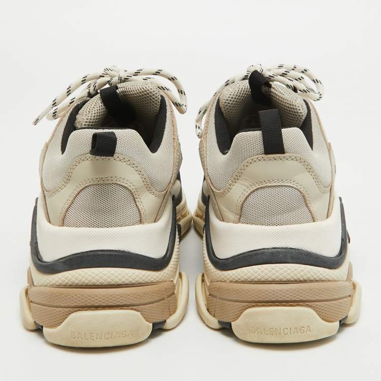 مملوكة مسبقًا Balenciaga White Mesh and Nubuck Leather Triple S Low Top Sneakers Size 41