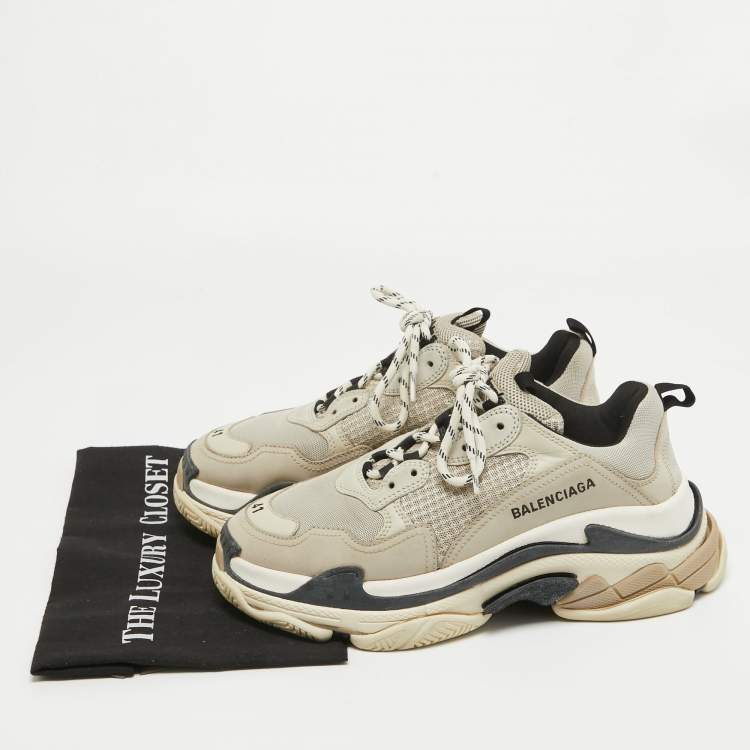 مملوكة مسبقًا Balenciaga White Mesh and Nubuck Leather Triple S Low Top Sneakers Size 41