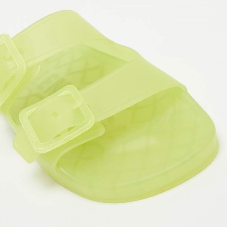 مملوكة مسبقًا Balenciaga Neon Yellow Jelly Mallorca Slides Size 40