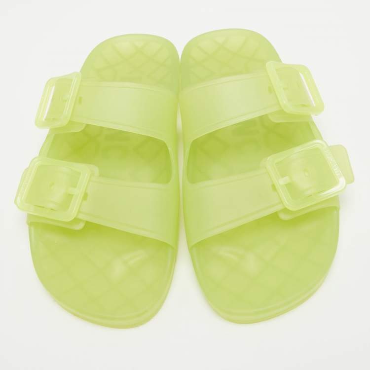 مملوكة مسبقًا Balenciaga Neon Yellow Jelly Mallorca Slides Size 40