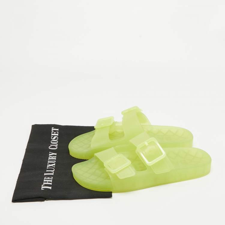 مملوكة مسبقًا Balenciaga Neon Yellow Jelly Mallorca Slides Size 40