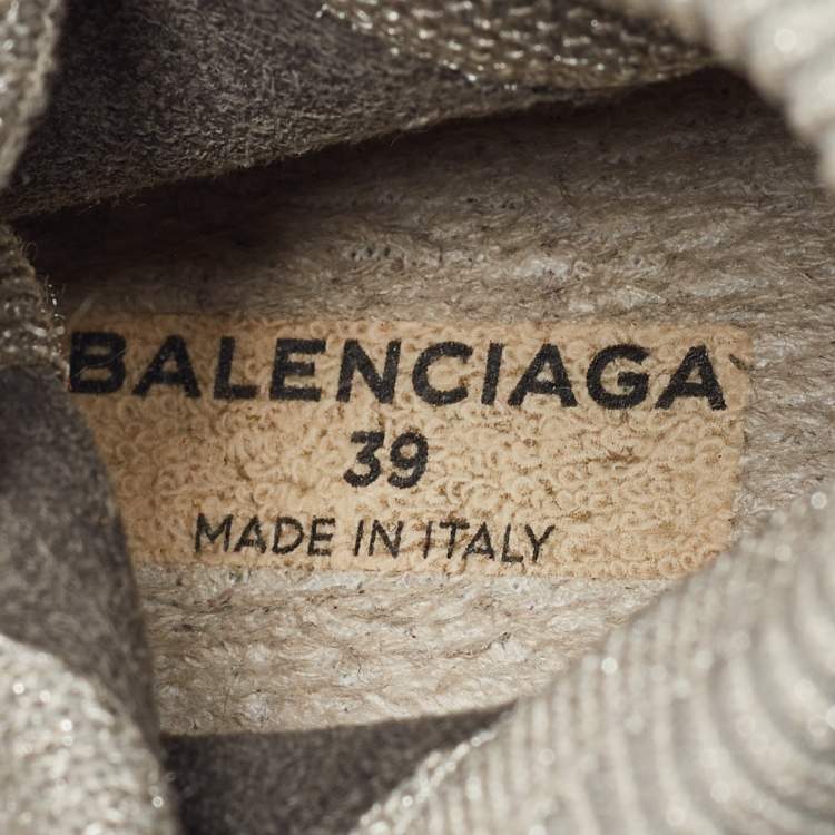 Pre Owned Balenciaga Grey Knit Speed Trainer High Top Sneakers Size 39