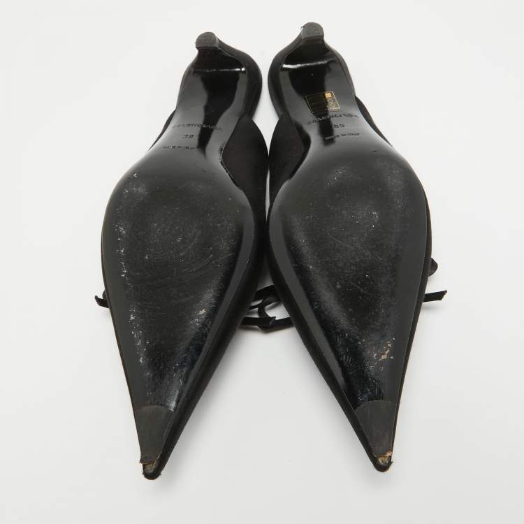 Pre Owned Balenciaga Black Satin Knife  Mules Size 39 