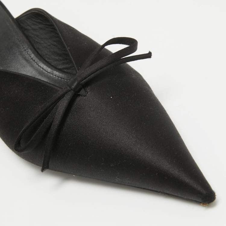 Pre Owned Balenciaga Black Satin Knife  Mules Size 39 