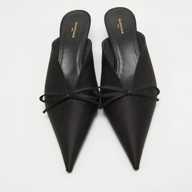 Pre Owned Balenciaga Black Satin Knife  Mules Size 39 