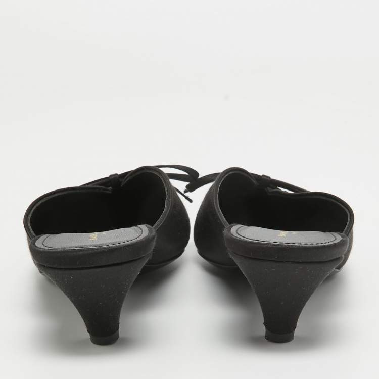 Pre Owned Balenciaga Black Satin Knife  Mules Size 39 