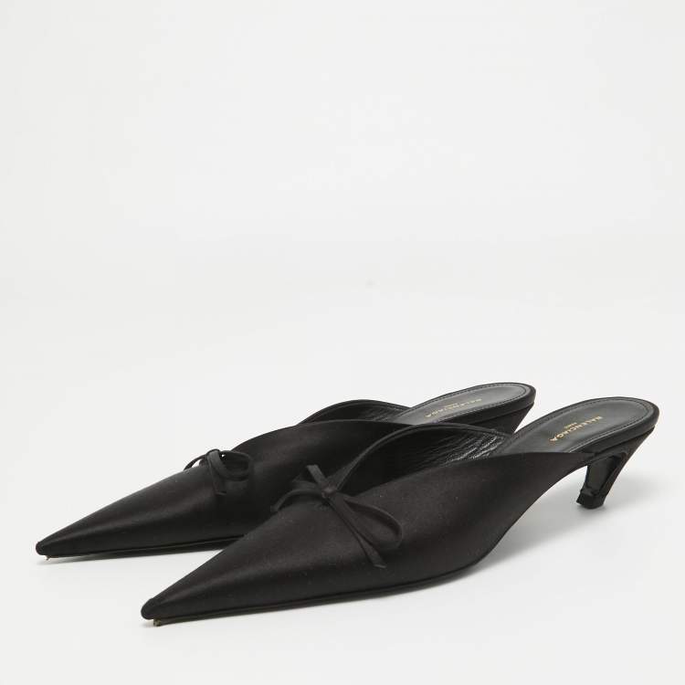Pre Owned Balenciaga Black Satin Knife  Mules Size 39 
