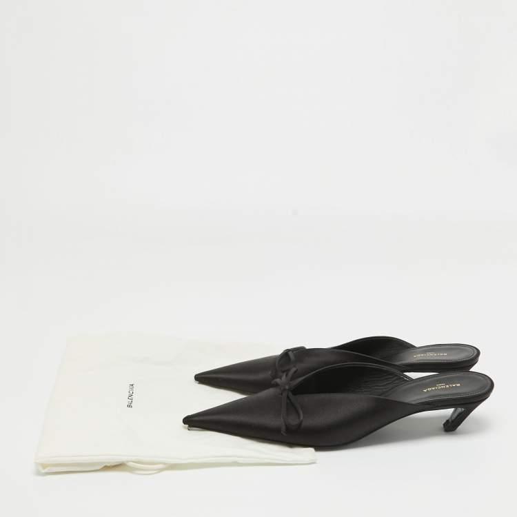 Pre Owned Balenciaga Black Satin Knife  Mules Size 39 