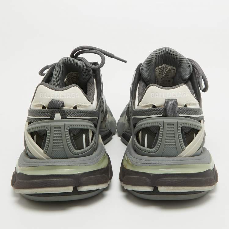 مملوكة مسبقًا Balenciaga Grey/Black Faux Leather and Mesh Track 2 Sneakers Size 36