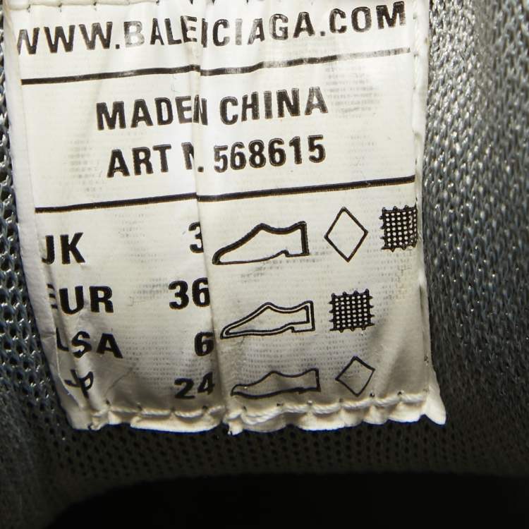 مملوكة مسبقًا Balenciaga Grey/Black Faux Leather and Mesh Track 2 Sneakers Size 36