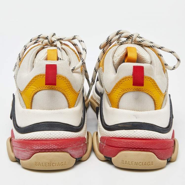 Pre Owned Balenciaga Multicolor Faux Leather and Mesh Triple S Sneakers Size 38