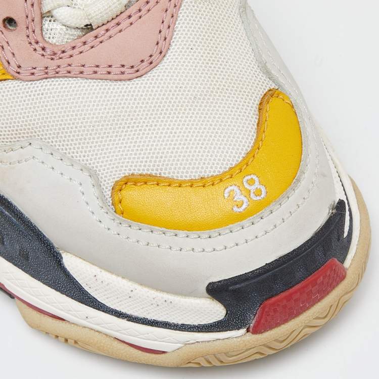 Pre Owned Balenciaga Multicolor Faux Leather and Mesh Triple S Sneakers Size 38