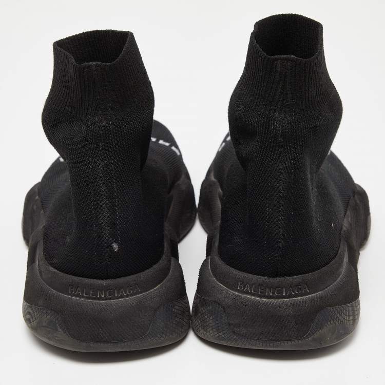 Pre Owned Balenciaga Black Knit Fabric Speed Trainer Sneakers Size 39