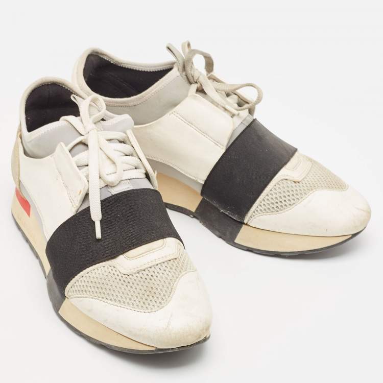 Pre Owned Balenciaga Multicolor Suede and Leather Race Runner Sneakers Size 37