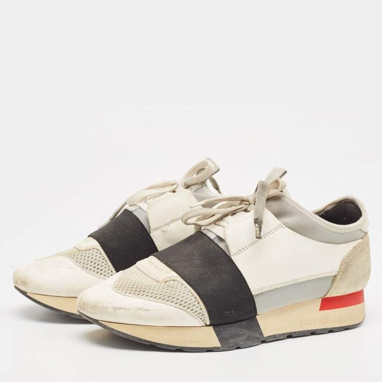 Pre Owned Balenciaga Multicolor Suede and Leather Race Runner Sneakers Size 37
