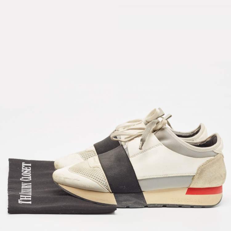 Pre Owned Balenciaga Multicolor Suede and Leather Race Runner Sneakers Size 37