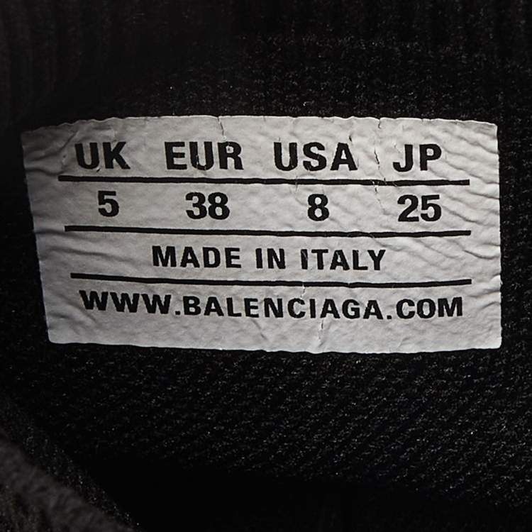 Pre Owned Balenciaga Black Knit Fabric Speed Trainer High Top Sneakers Size 38