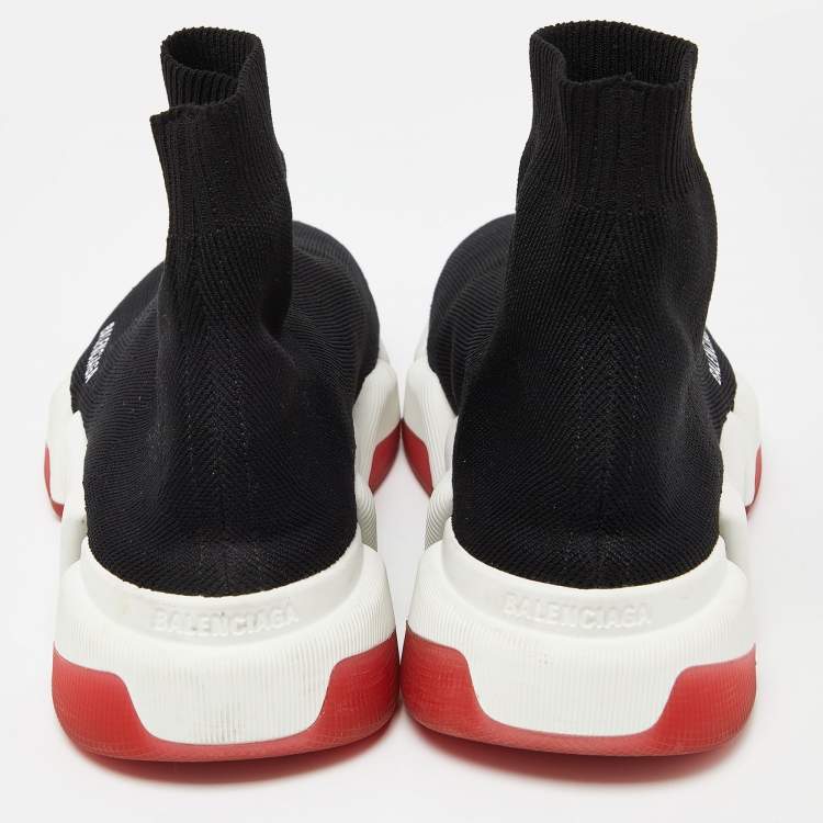 Pre Owned Balenciaga Black Knit Fabric Speed Trainer Sneakers Size 38