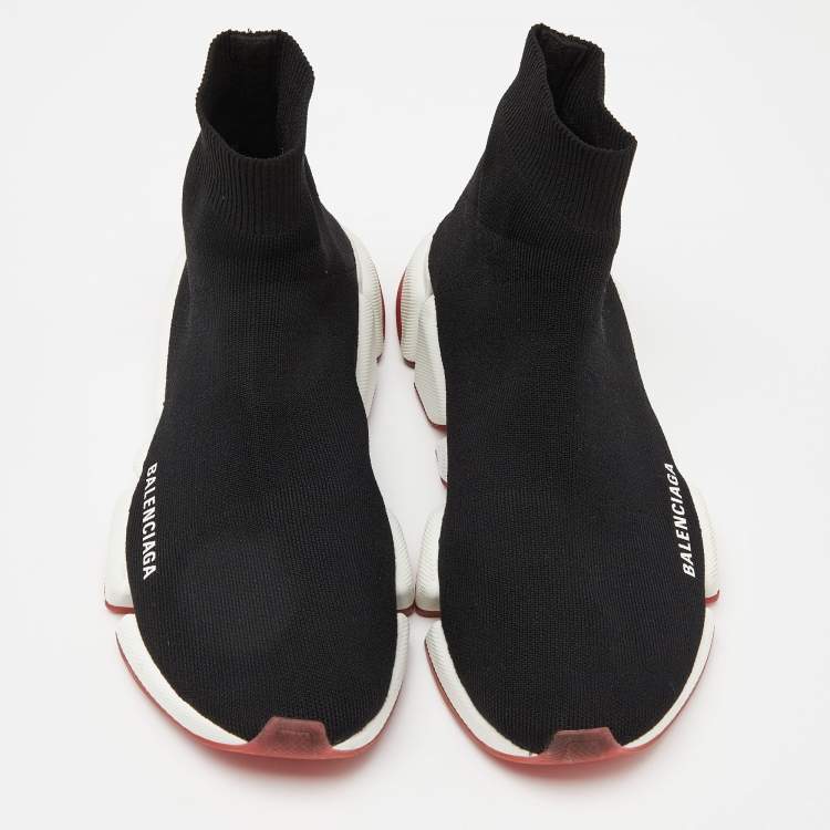 Pre Owned Balenciaga Black Knit Fabric Speed Trainer Sneakers Size 38