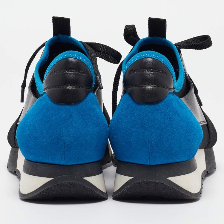 Pre Owned Balenciaga Black Leather and Mesh Race Runner Sneakers Size 40