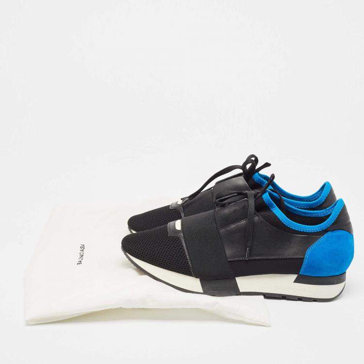 Pre Owned Balenciaga Black Leather and Mesh Race Runner Sneakers Size 40
