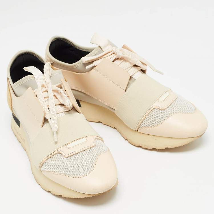 Pre Owned Balenciaga Multicolor Fabric and Leather Race Runner Sneakers Size 37 