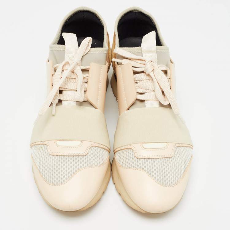 Pre Owned Balenciaga Multicolor Fabric and Leather Race Runner Sneakers Size 37 