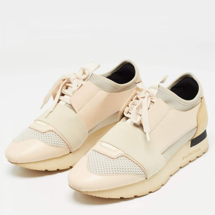 Pre Owned Balenciaga Multicolor Fabric and Leather Race Runner Sneakers Size 37 