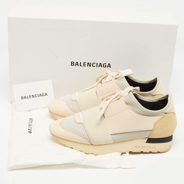 Pre Owned Balenciaga Multicolor Fabric and Leather Race Runner Sneakers Size 37 