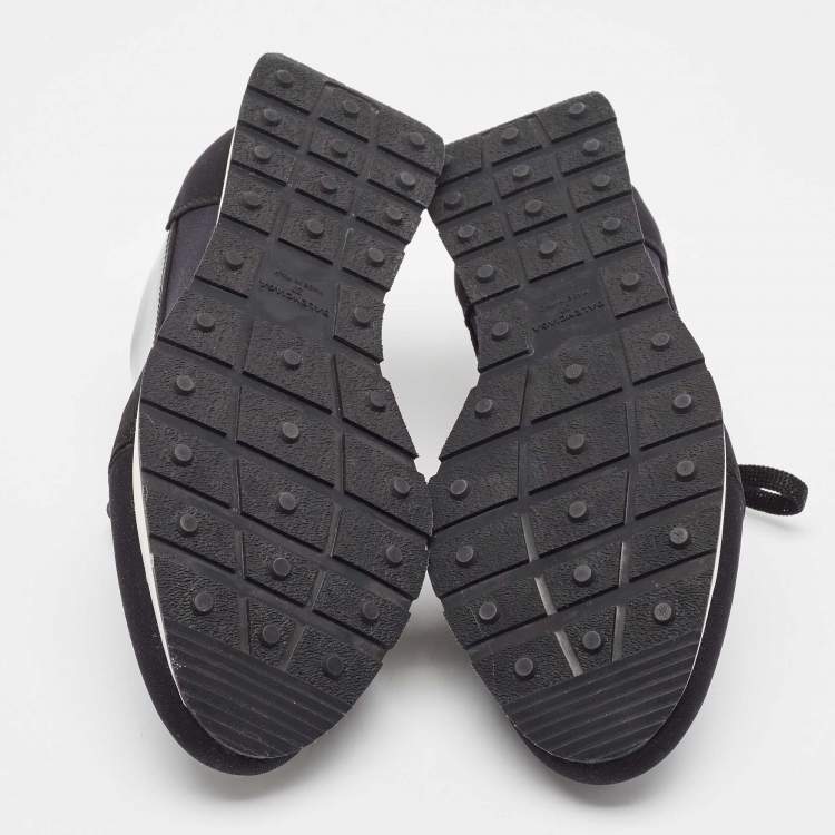 Pre Owned Balenciaga Black Patent and Fabric Race Runner Sneakers Size 37