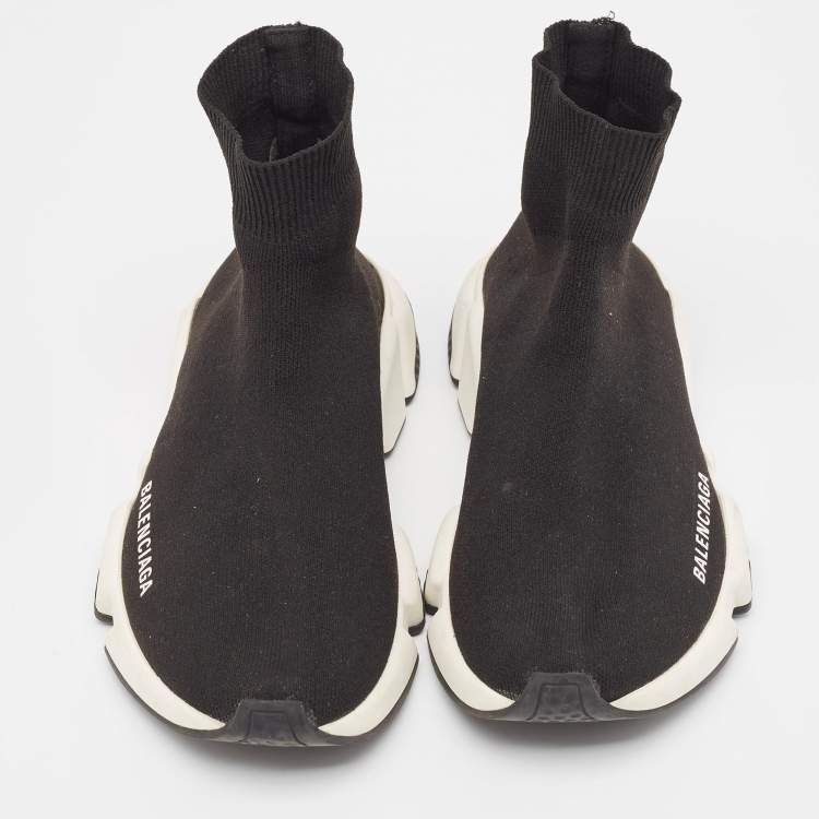 Pre Owned Balenciaga Black Knit Speed Trainer Sneakers Size 37