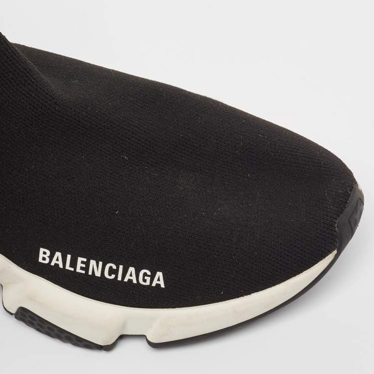 Pre Owned Balenciaga Black Knit Speed Trainer Sneakers Size 37