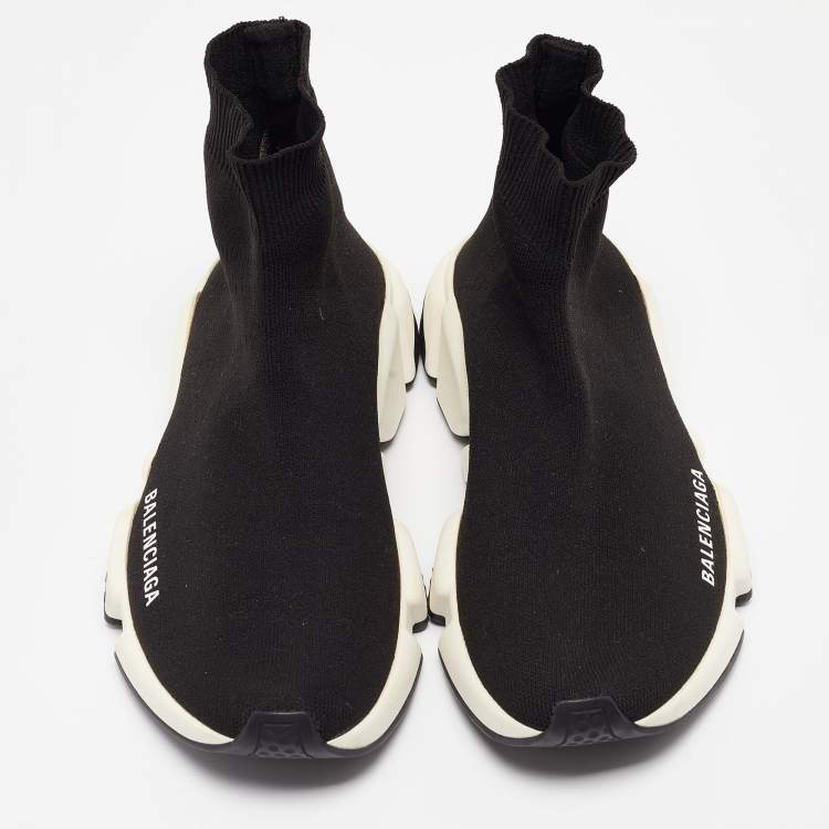Pre Owned Balenciaga Black Knit Fabric Speed Trainer Sneakers Size 37